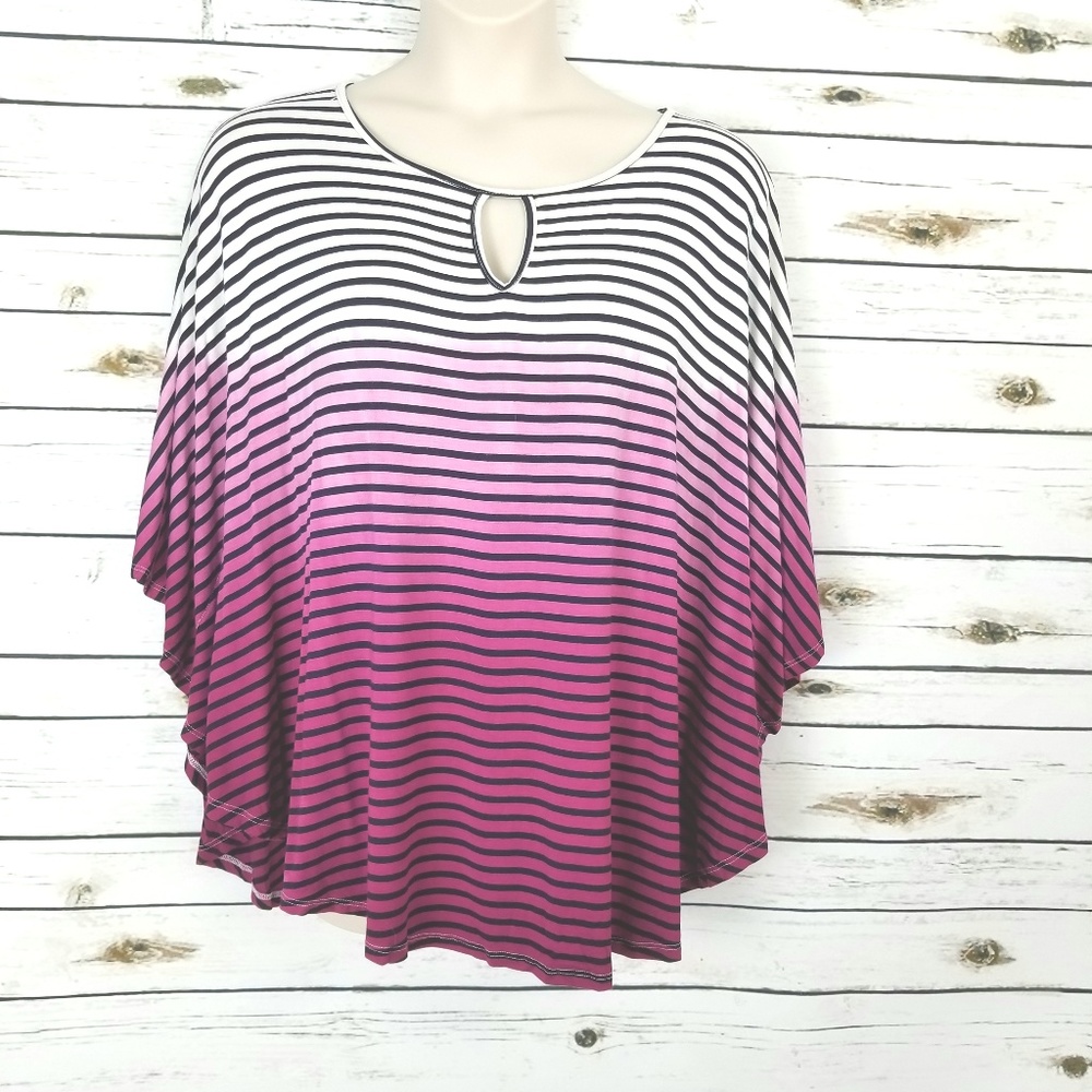 2X Striped Blue Purple Keyhole Kimono Sleeves - Picture 2 of 6